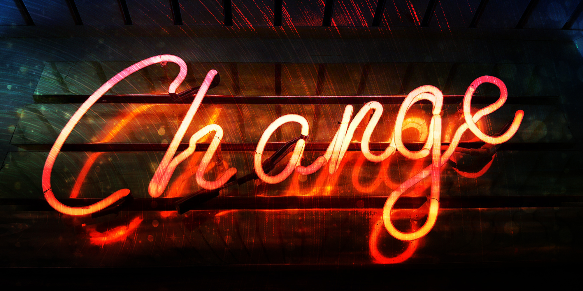 Website Change is Good Blog Banner image of Neon Sign with the word change