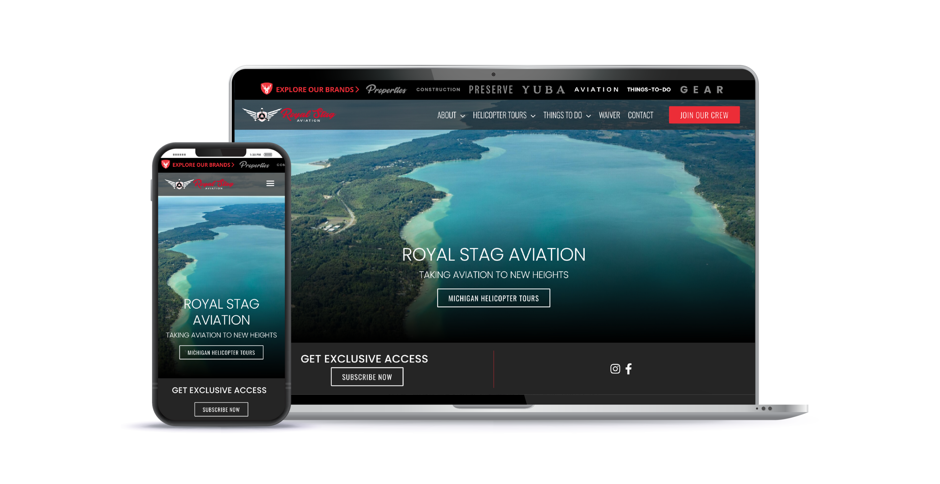 Mock up of Royal Stag Aviation Website