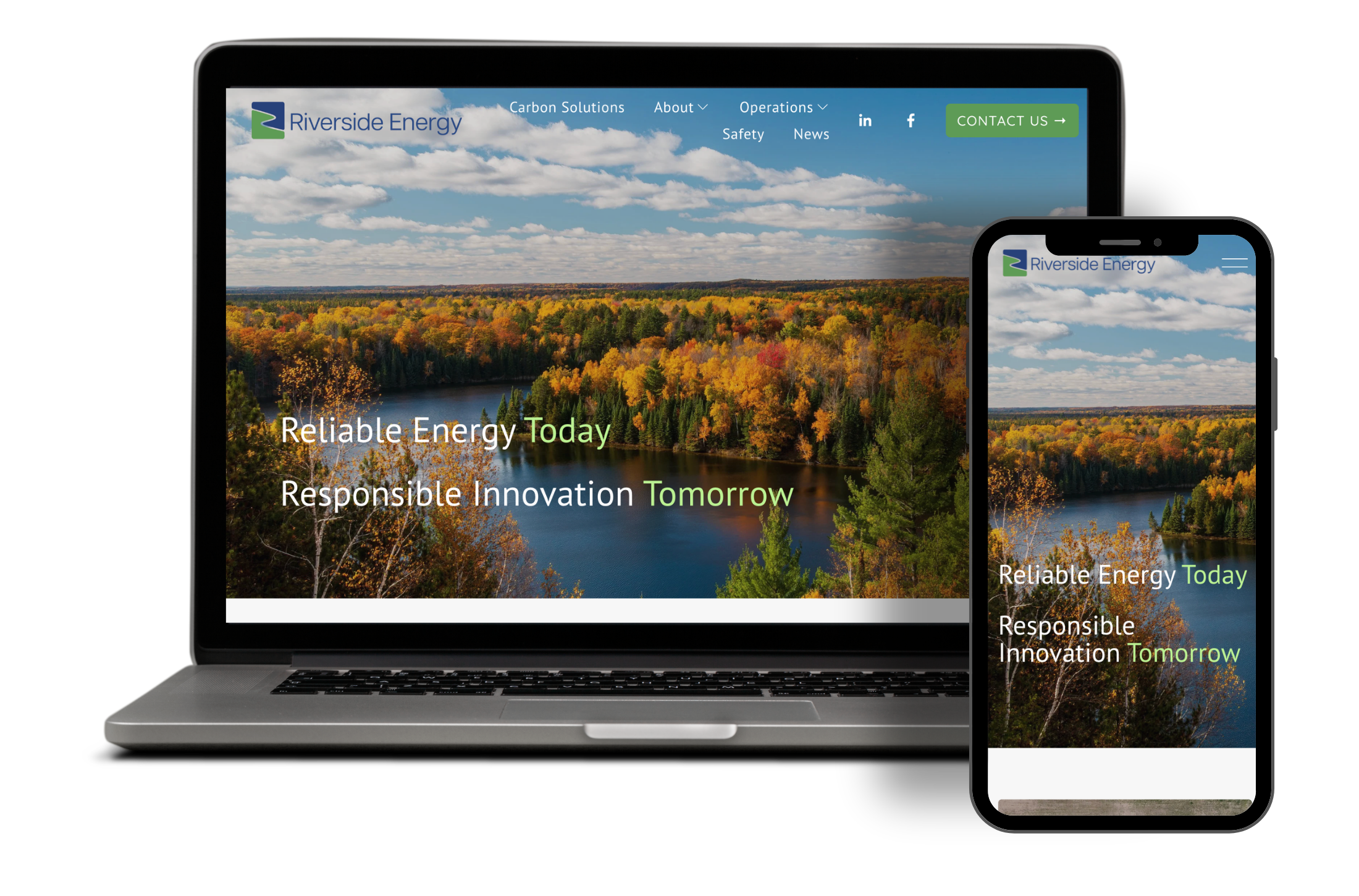 riverside energy website computer mockup